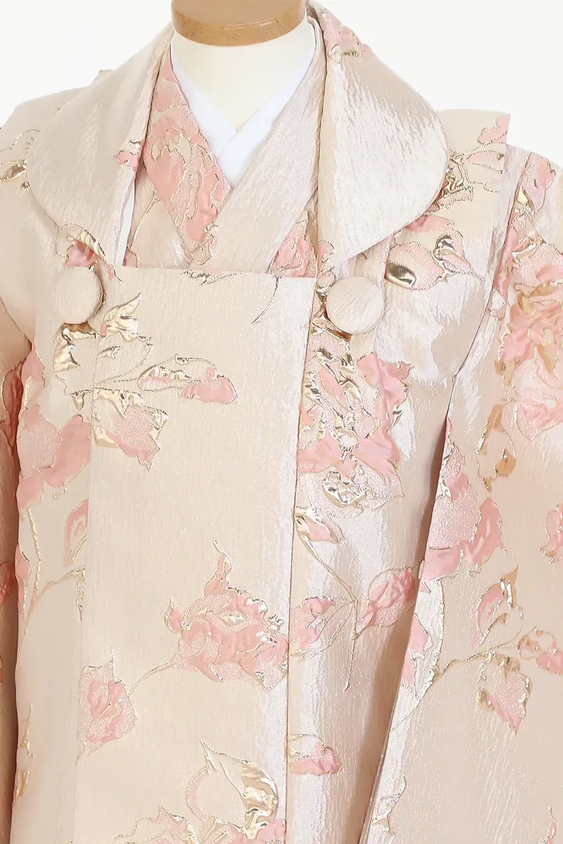 ジャガード織ローズ柄３歳被布着物